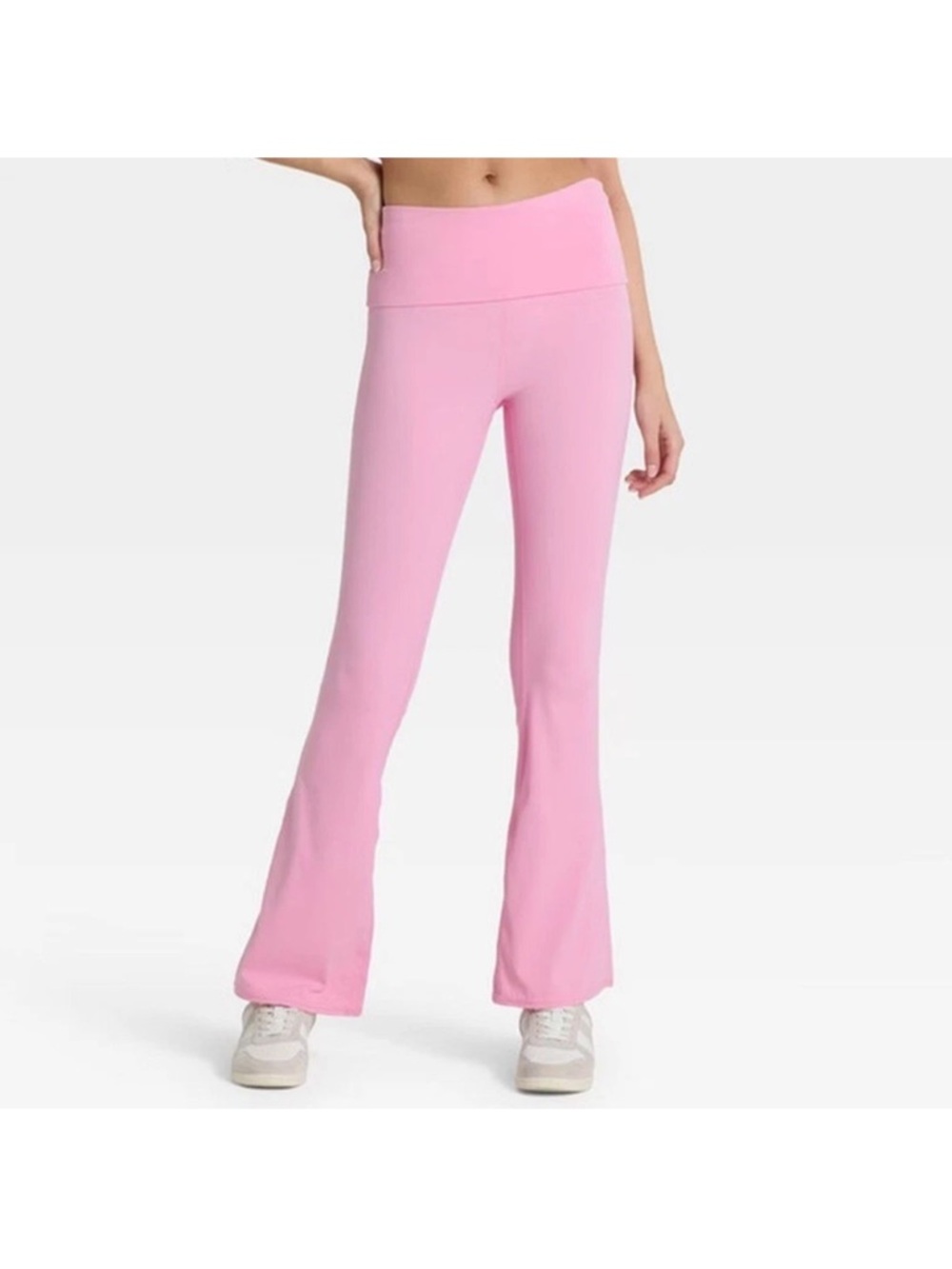 Joylab Low Rise Fold Over Pink Flared Yoga Pants